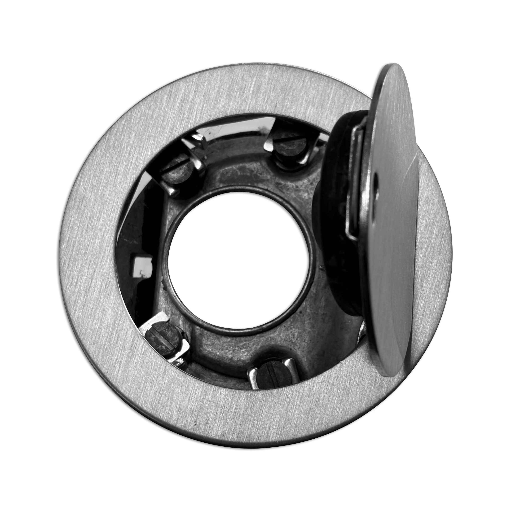 Boden-Dose Metallguß mit Edelstahlblende gebürstet - für Schlauchstecker 35mm