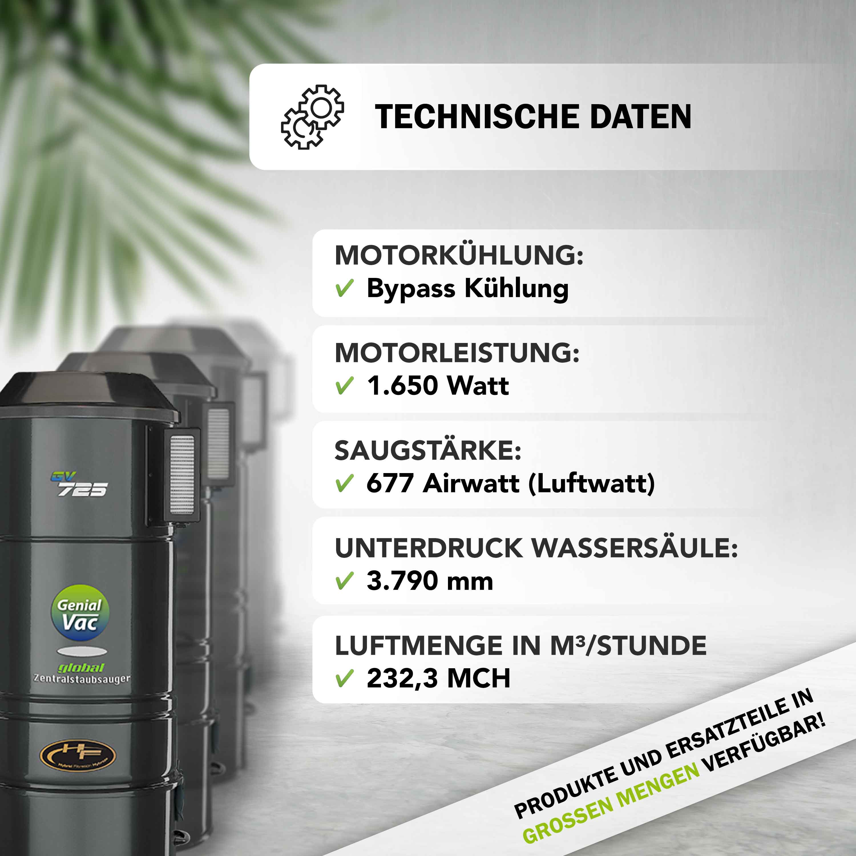 Set Nr. GV725 high-quality-line 1-motorig - inkl. 2 Schlaucheinzüge
