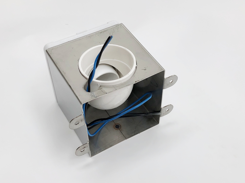 Aufputz-Saugdose od. Wandsaugdose mit Metall-Box - edelstahl blank