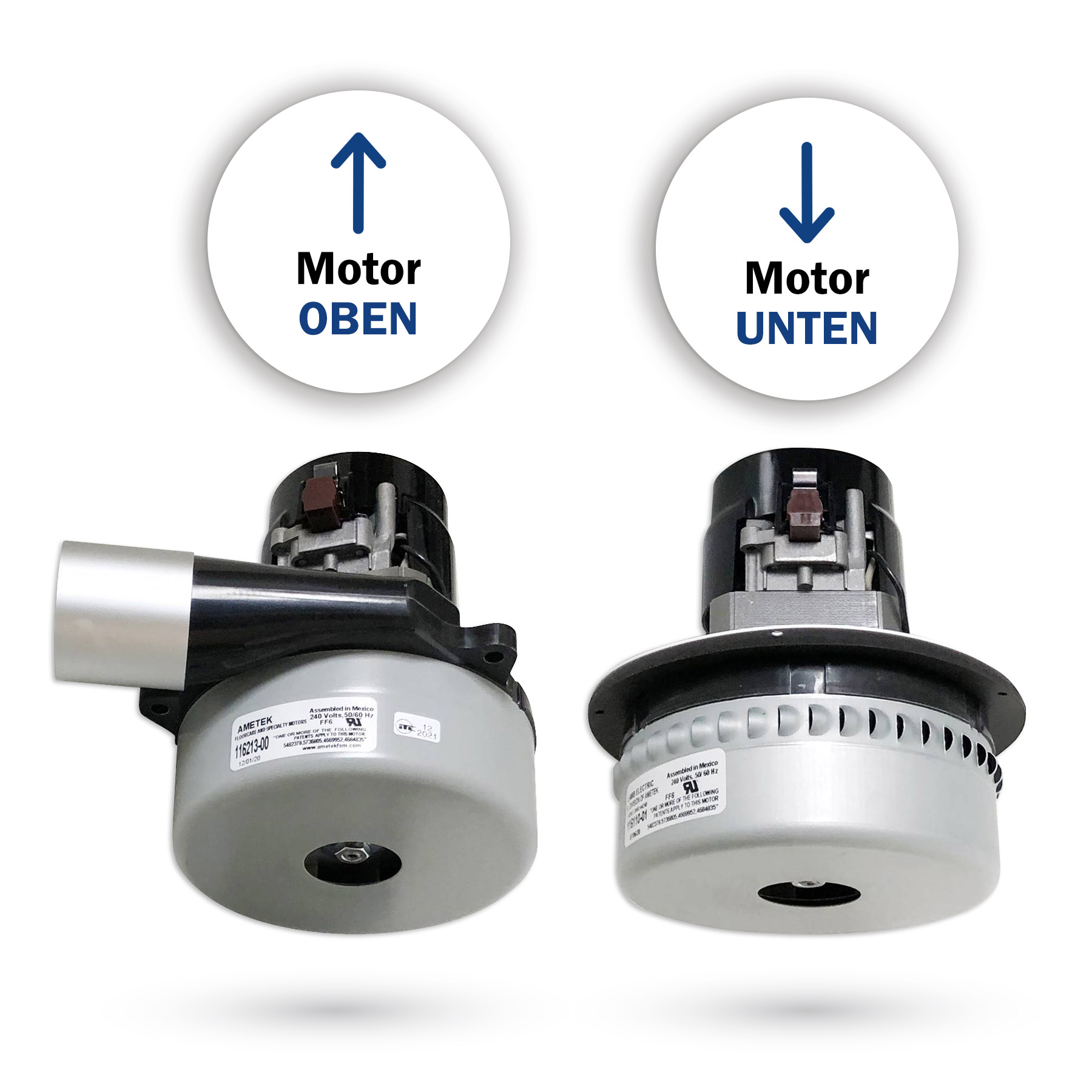 Motor für H2025 unten, 14 cm Ametek