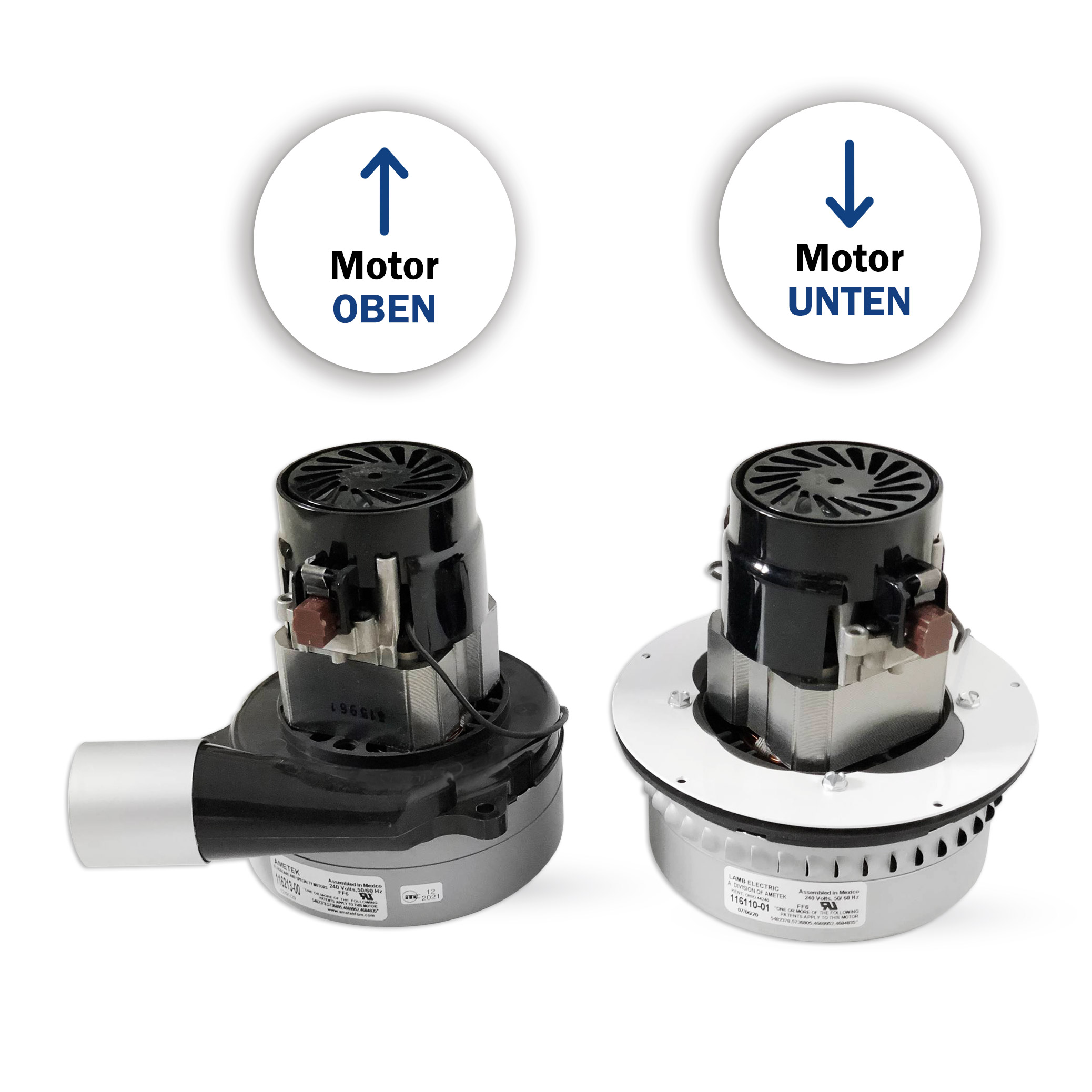Motor für H2025 unten, 14 cm Ametek