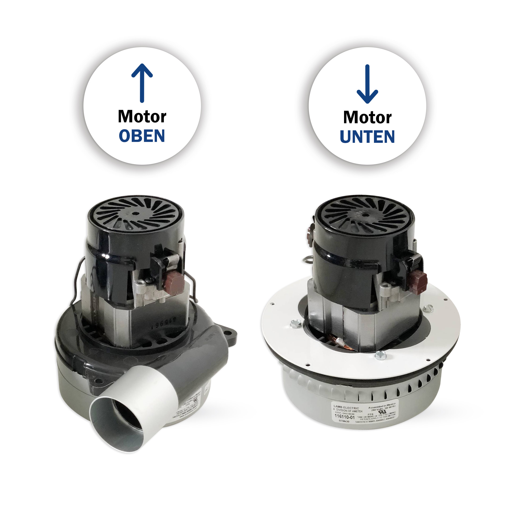 Motor für H2025 unten, 14 cm Ametek