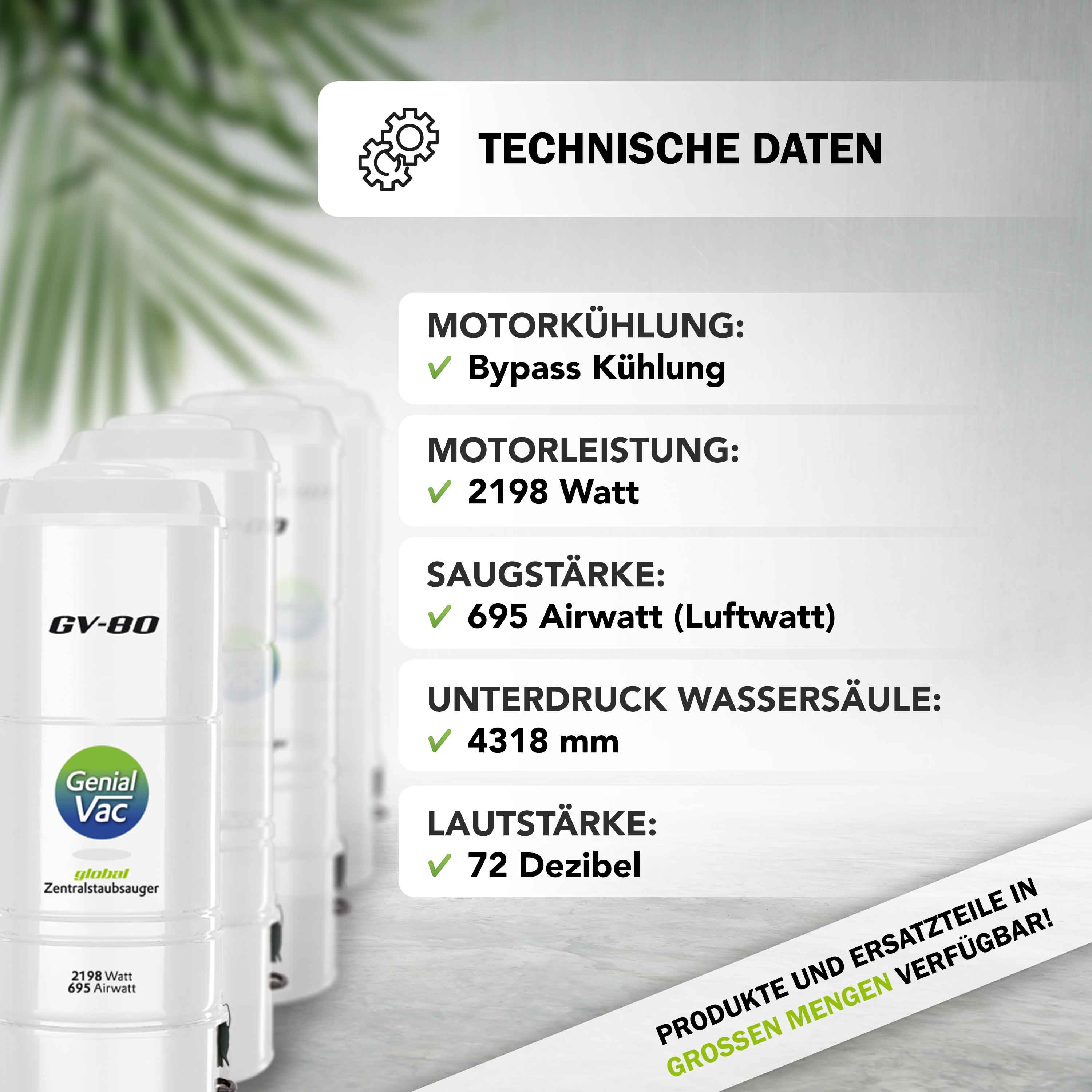 Zentralstaubsauger - Gerät    GV 80 Standard-Line