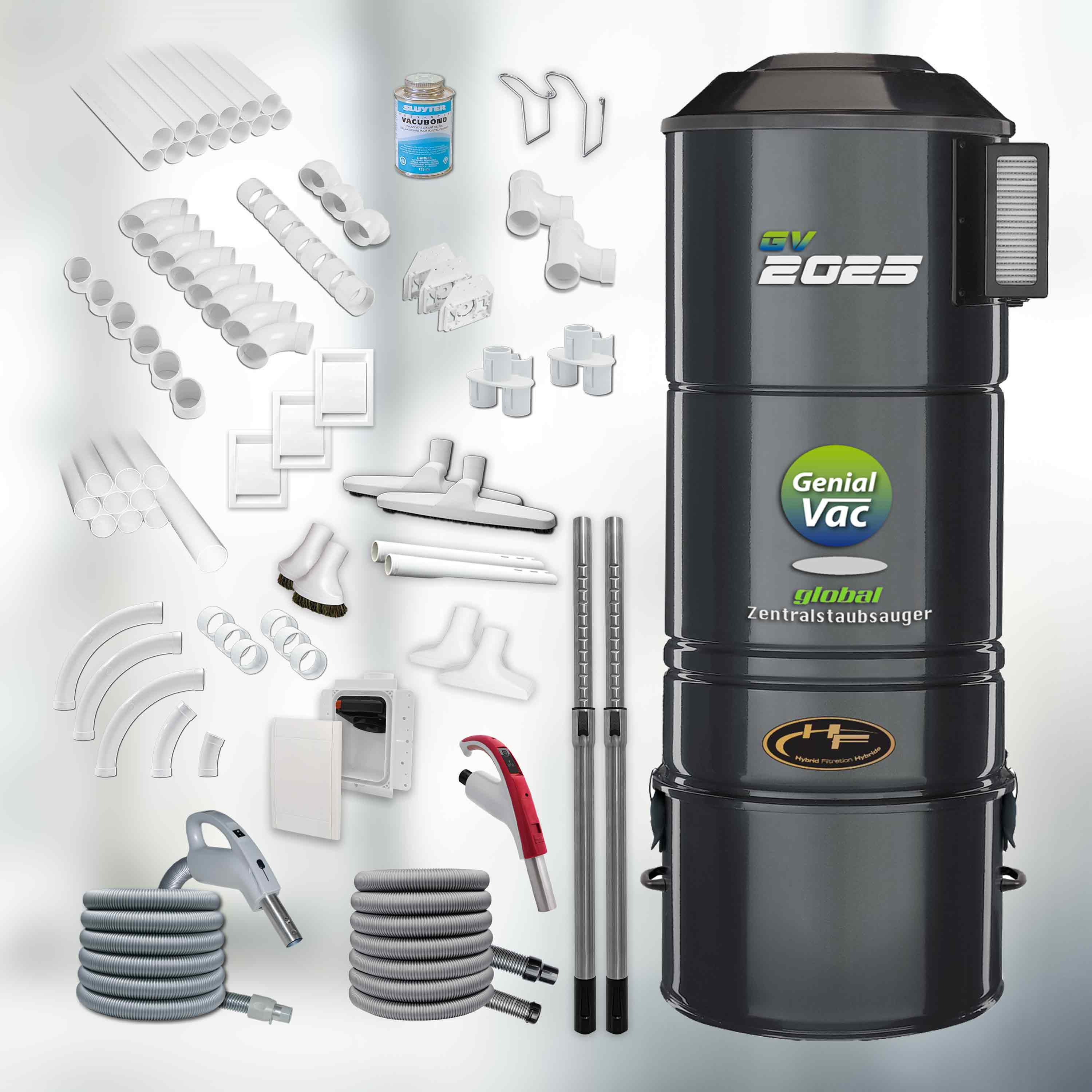 Set Nr. GV2015 high-quality-line 2-motorig inkl. 1x Schlaucheinzug + 3 Normdosen + 25 Jahre Hersteller-Garantie GRATIS dazu!