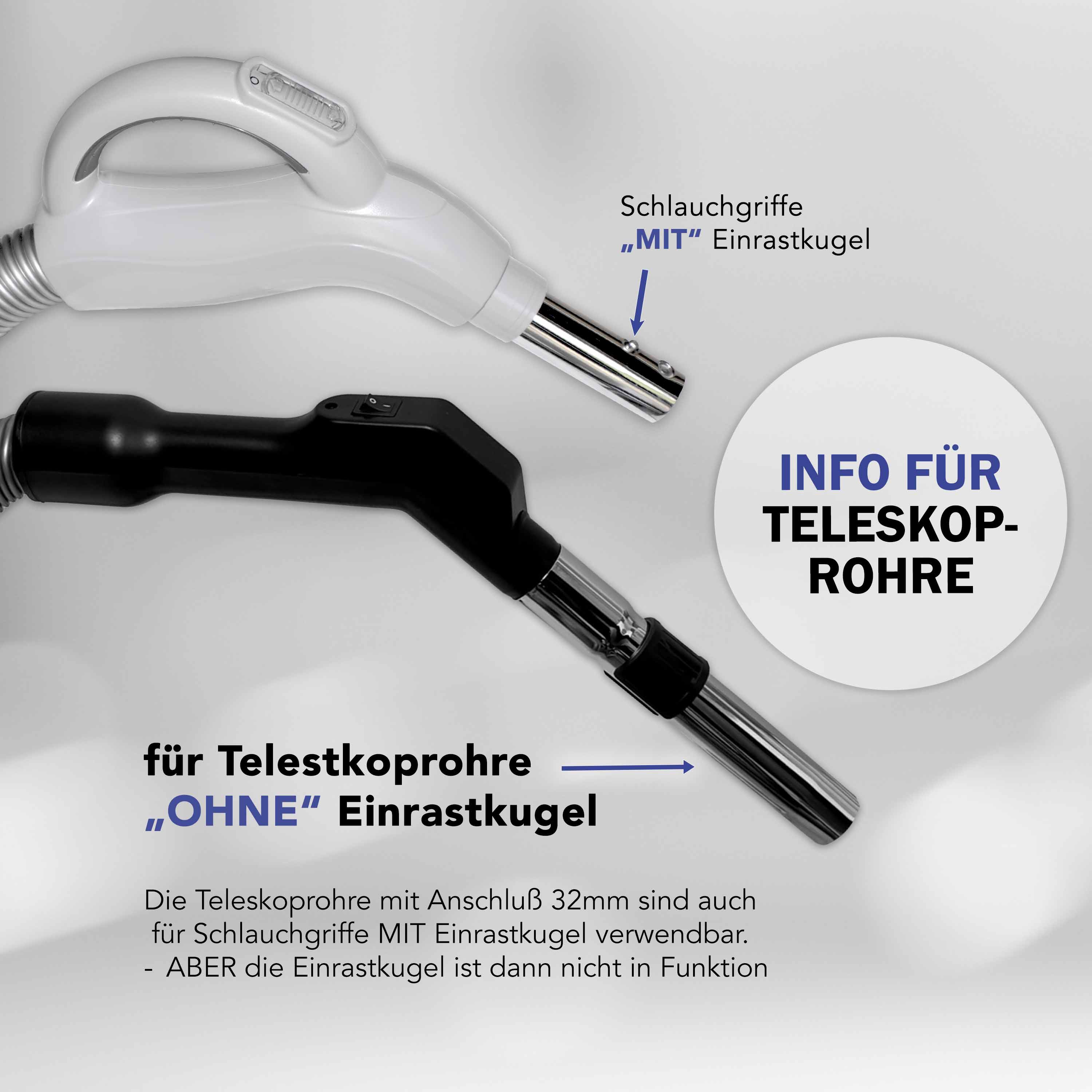 Steckrohr aus Kunststoff oder Stahl verchromt